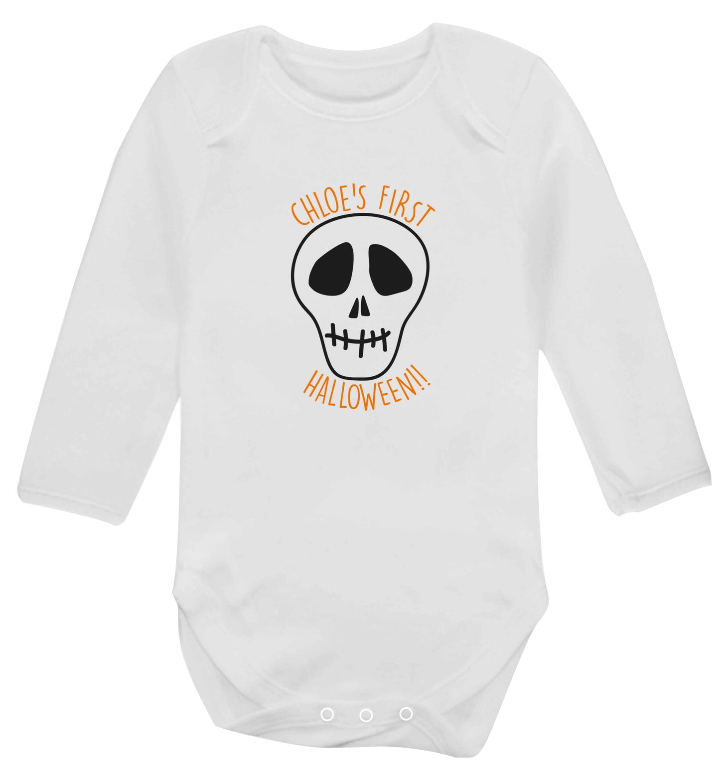 Personalised Skull 1st Halloween baby vest long sleeved white 6-12 months