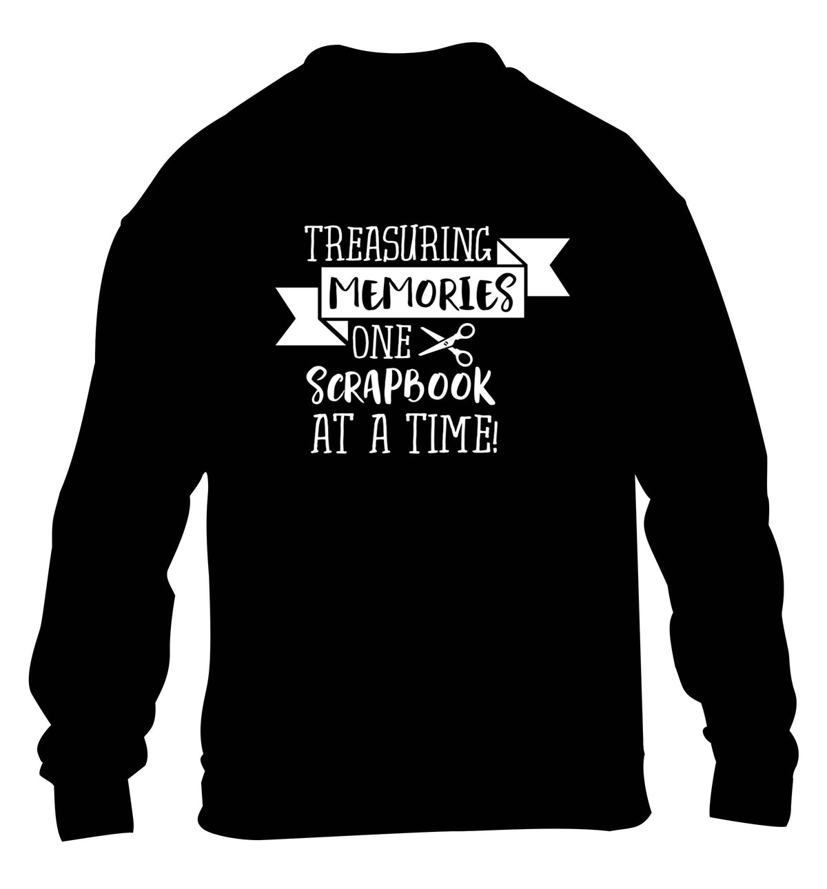 Treasuring memories one scrapbook at a time children's black sweater 12-13 Years