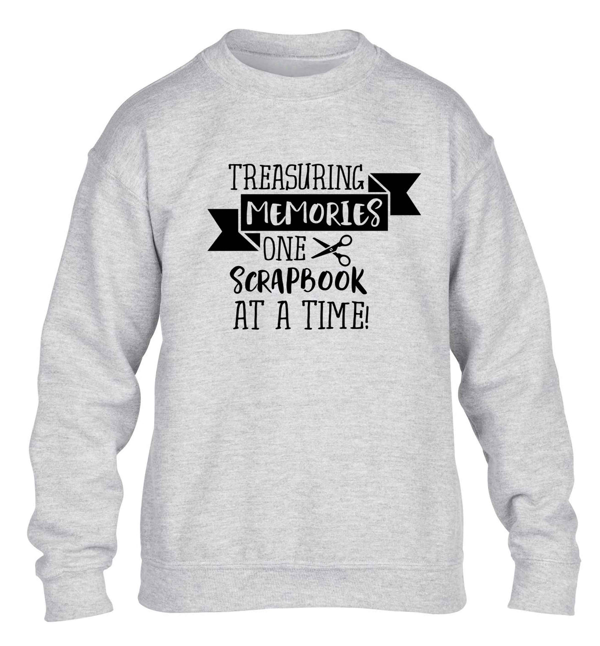 Treasuring memories one scrapbook at a time children's grey sweater 12-13 Years
