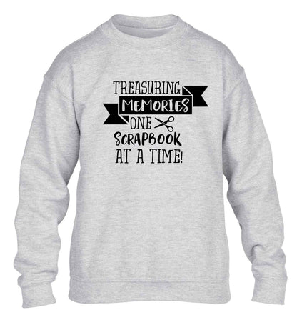 Treasuring memories one scrapbook at a time children's grey sweater 12-13 Years