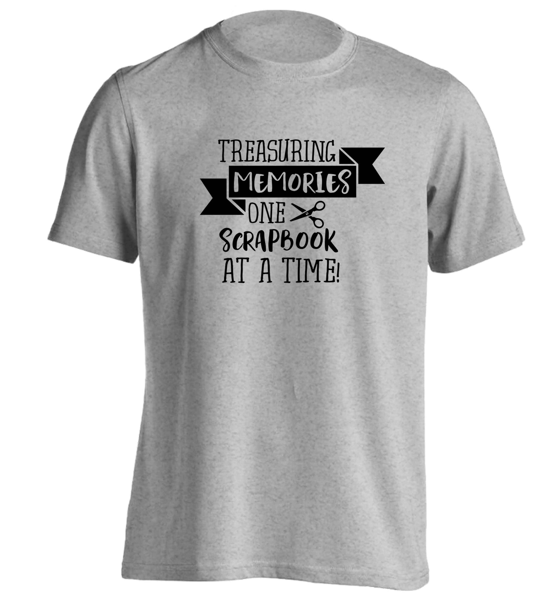Treasuring memories one scrapbook at a time adults unisex grey Tshirt 2XL