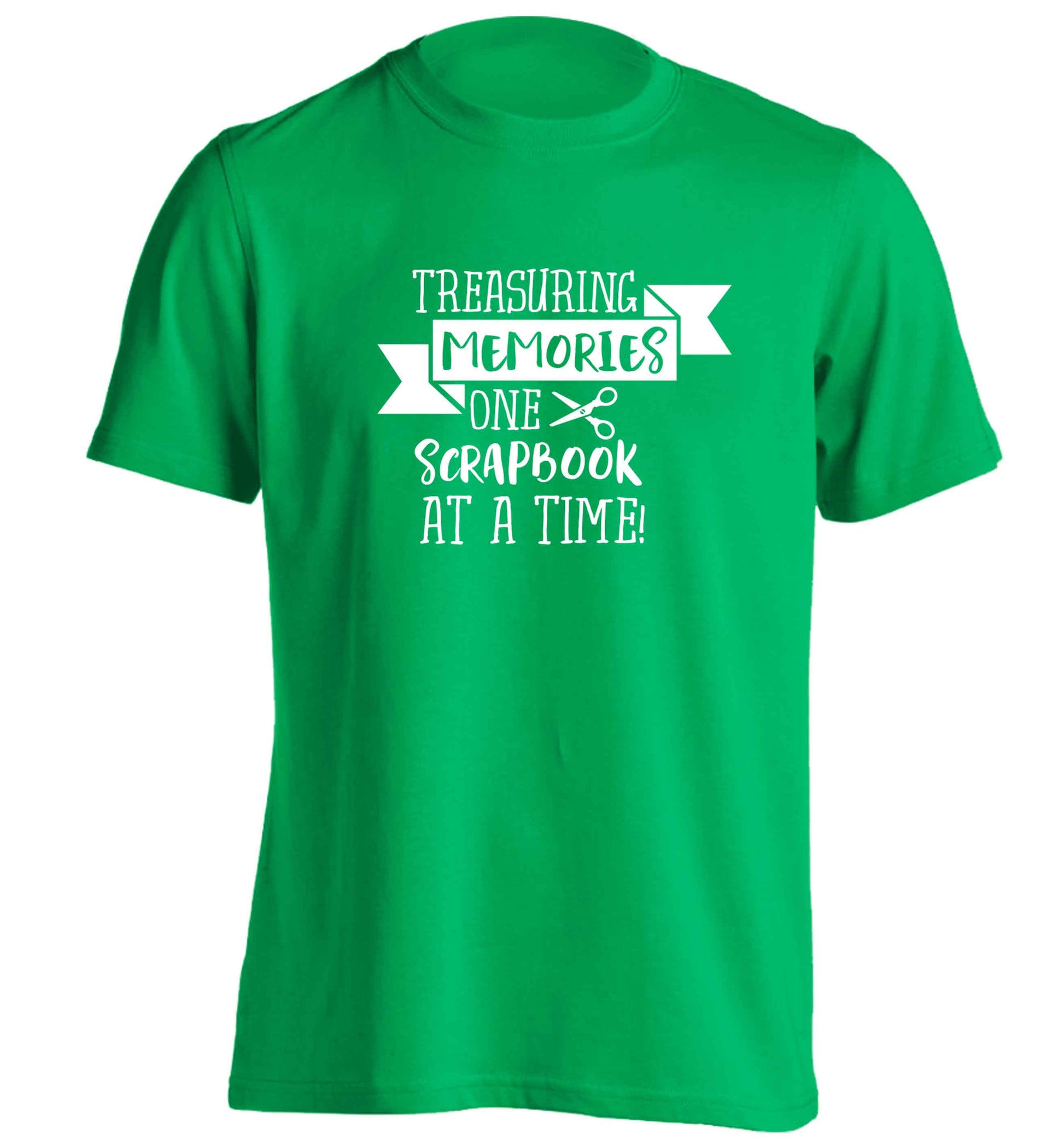 Treasuring memories one scrapbook at a time adults unisex green Tshirt 2XL