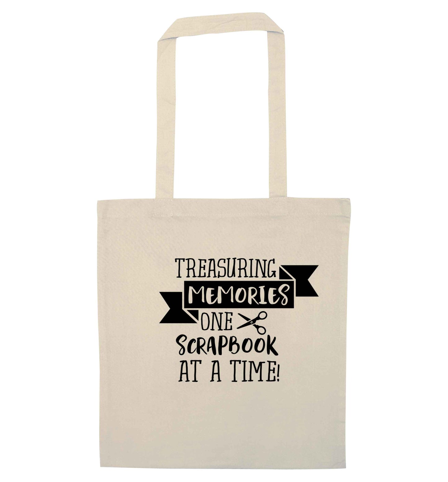 Treasuring memories one scrapbook at a time natural tote bag