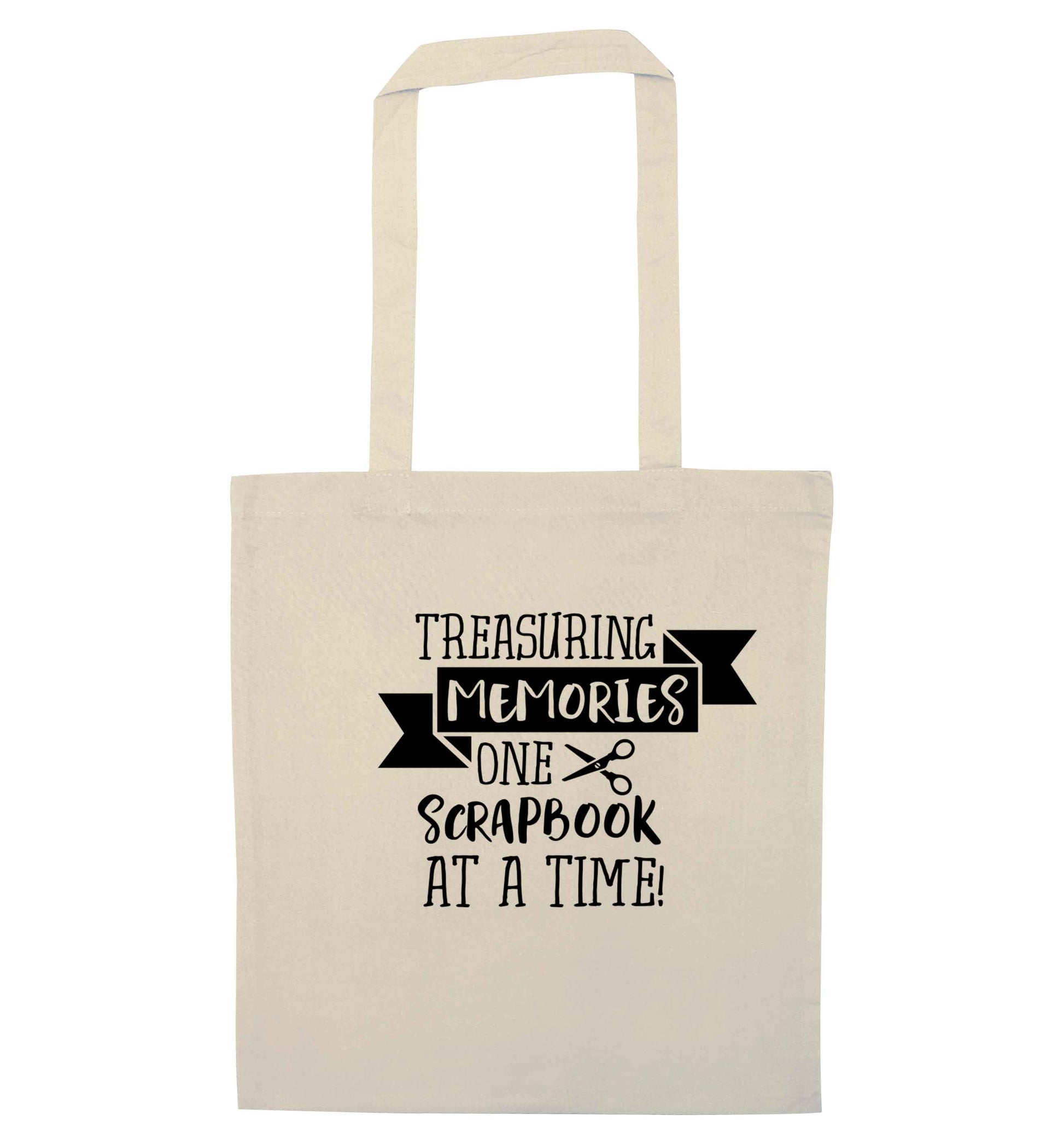 Treasuring memories one scrapbook at a time natural tote bag