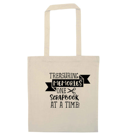 Treasuring memories one scrapbook at a time natural tote bag