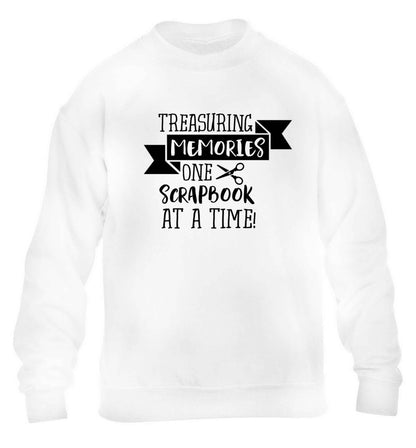 Treasuring memories one scrapbook at a time children's white sweater 12-13 Years