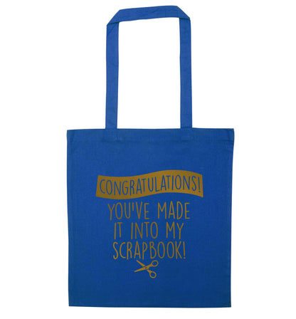 Congratulations you've made it into my scrapbook! blue tote bag