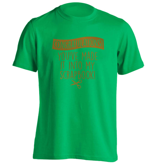 Congratulations you've made it into my scrapbook! adults unisex green Tshirt 2XL