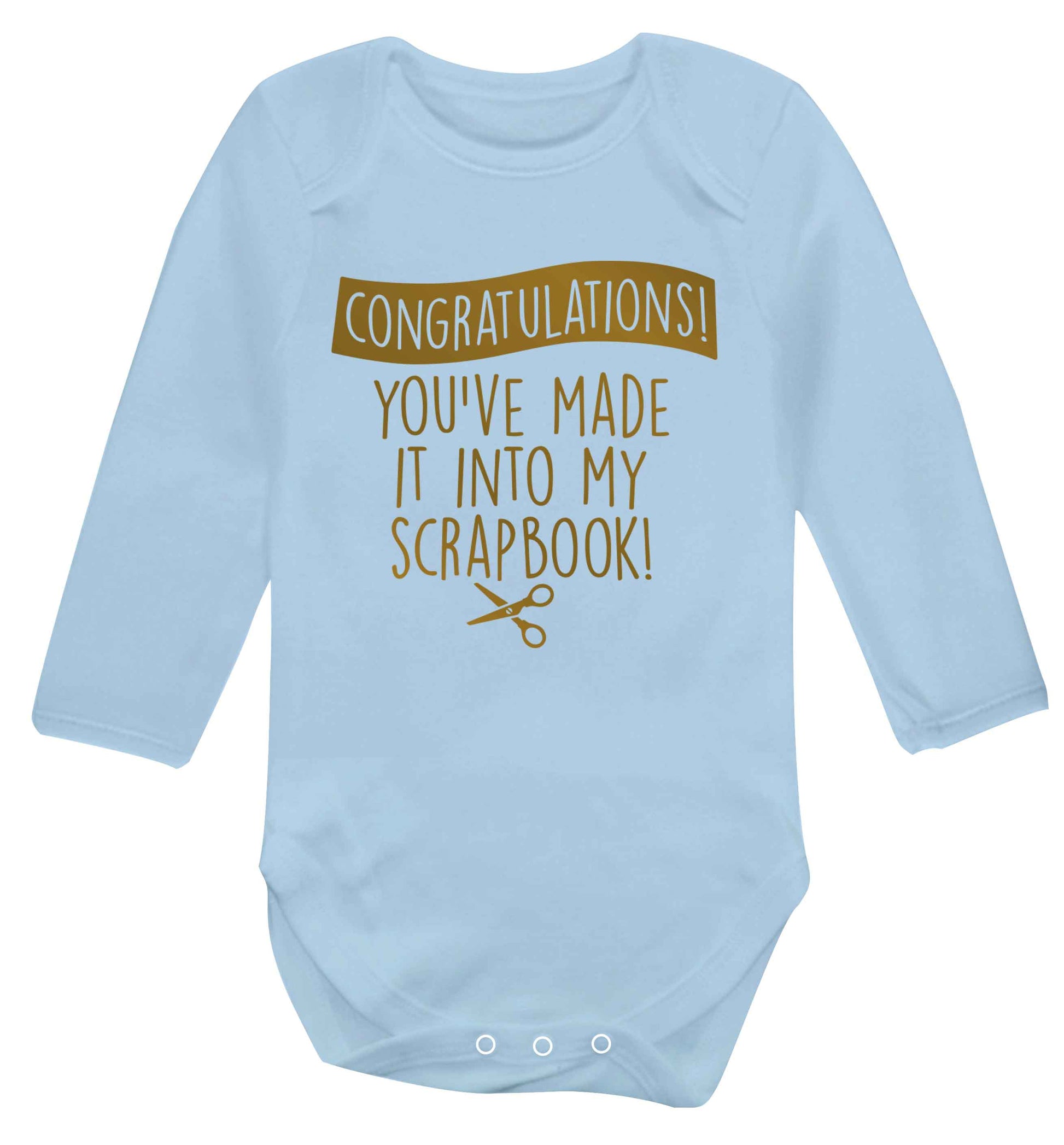 Congratulations you've made it into my scrapbook! Baby Vest long sleeved pale blue 6-12 months