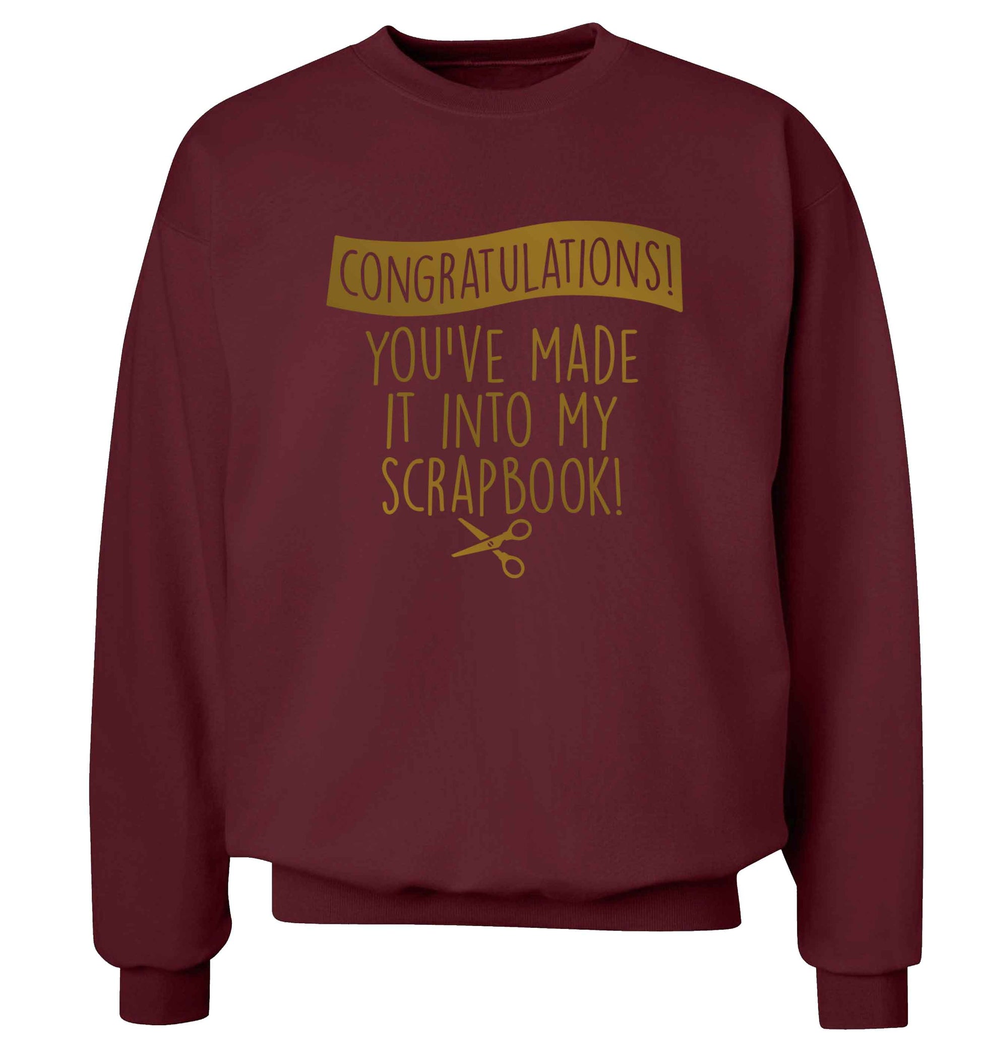 Congratulations you've made it into my scrapbook! Adult's unisex maroon Sweater 2XL