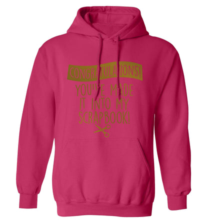 Congratulations you've made it into my scrapbook! adults unisex pink hoodie 2XL