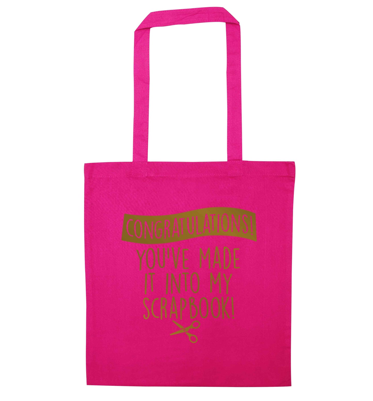 Congratulations you've made it into my scrapbook! pink tote bag