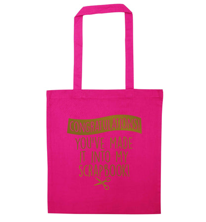 Congratulations you've made it into my scrapbook! pink tote bag