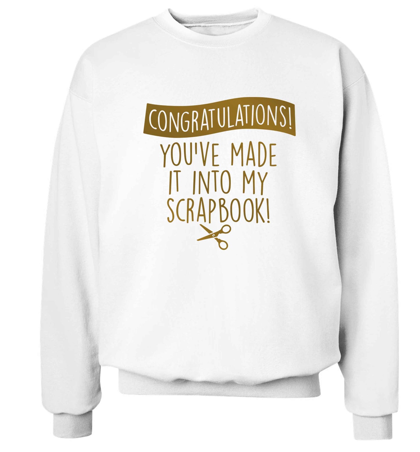 Congratulations you've made it into my scrapbook! Adult's unisex white Sweater 2XL