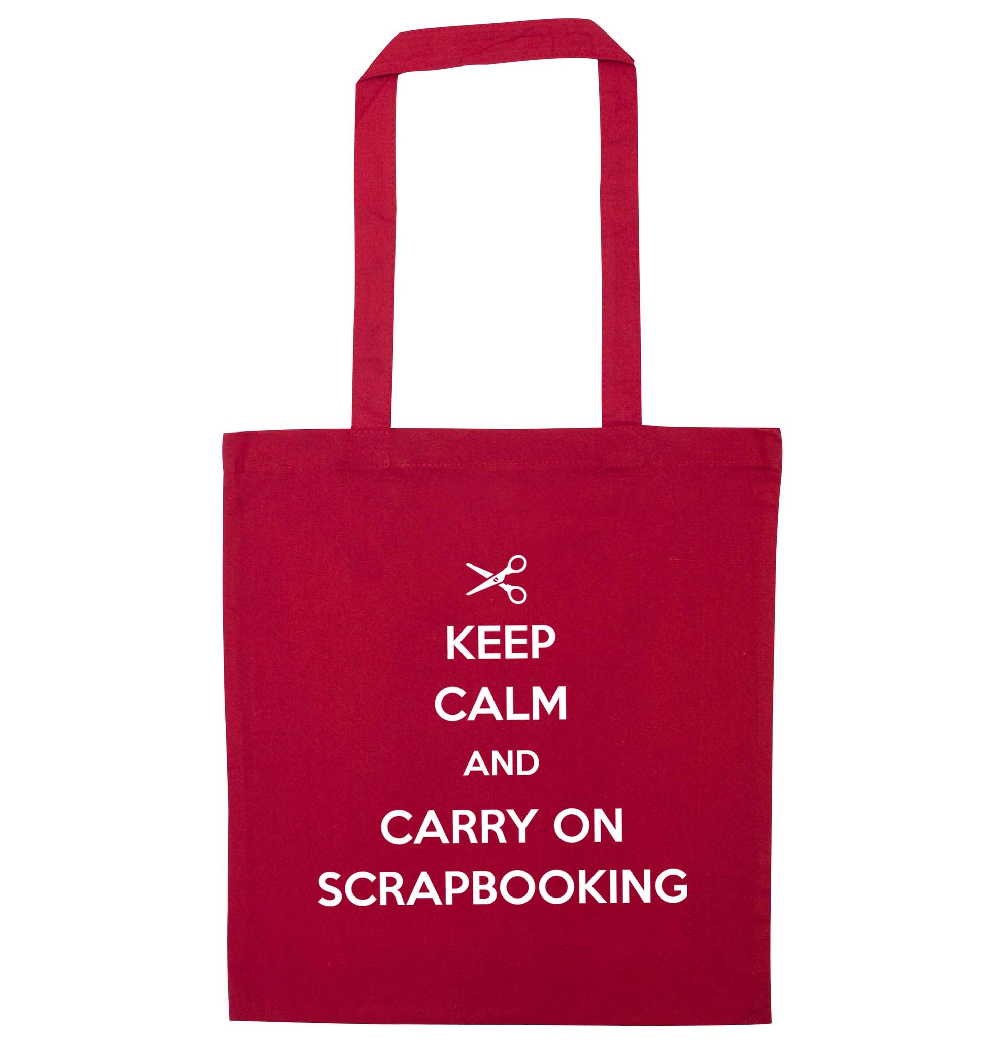 Keep calm and carry on scrapbooking red tote bag