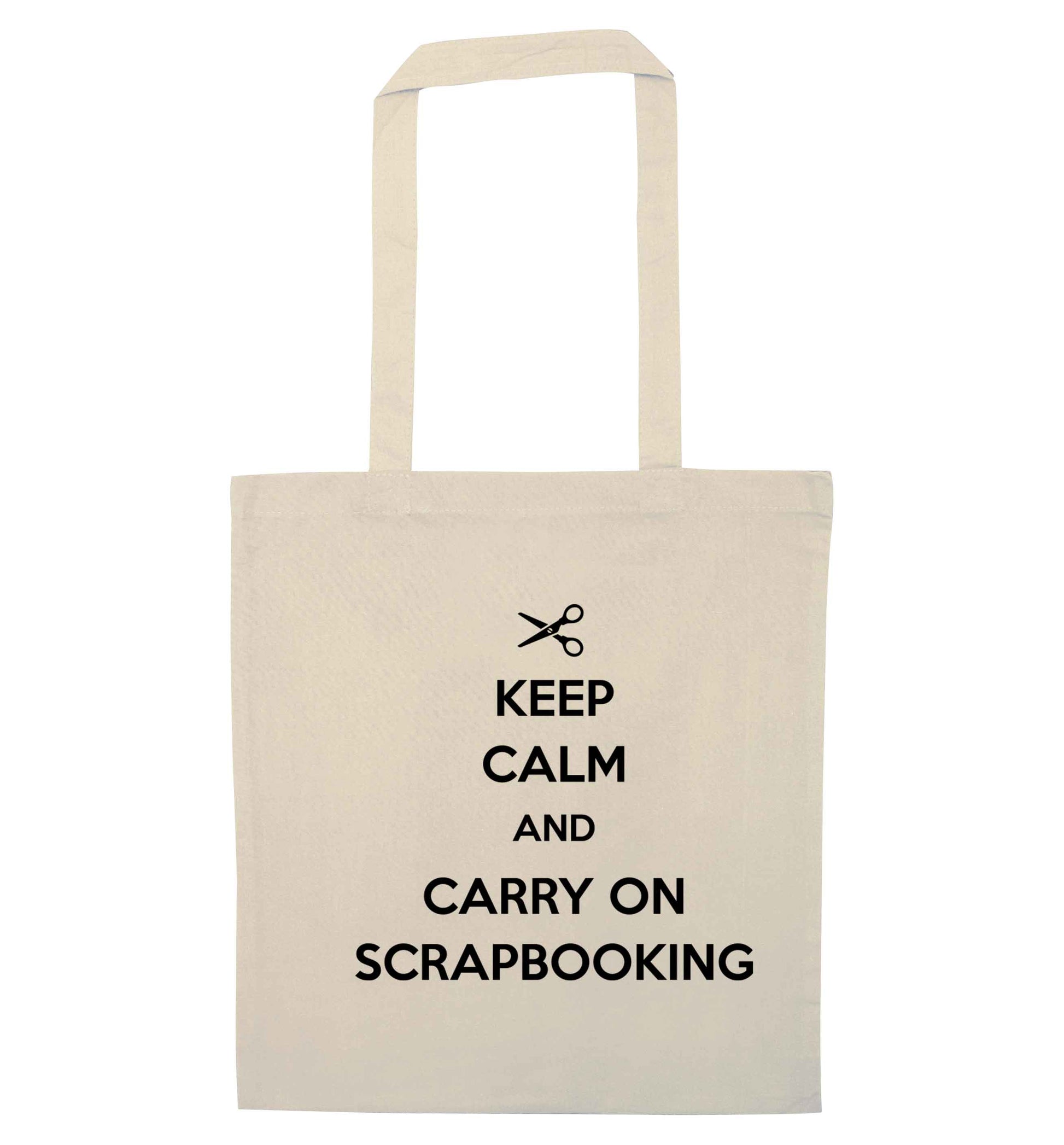 Keep calm and carry on scrapbooking natural tote bag