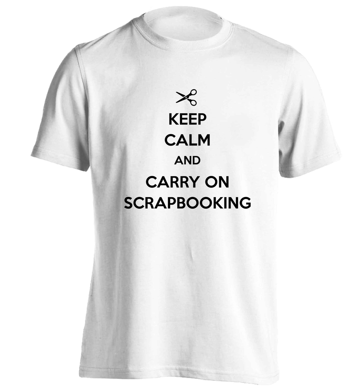 Keep calm and carry on scrapbooking adults unisex white Tshirt 2XL