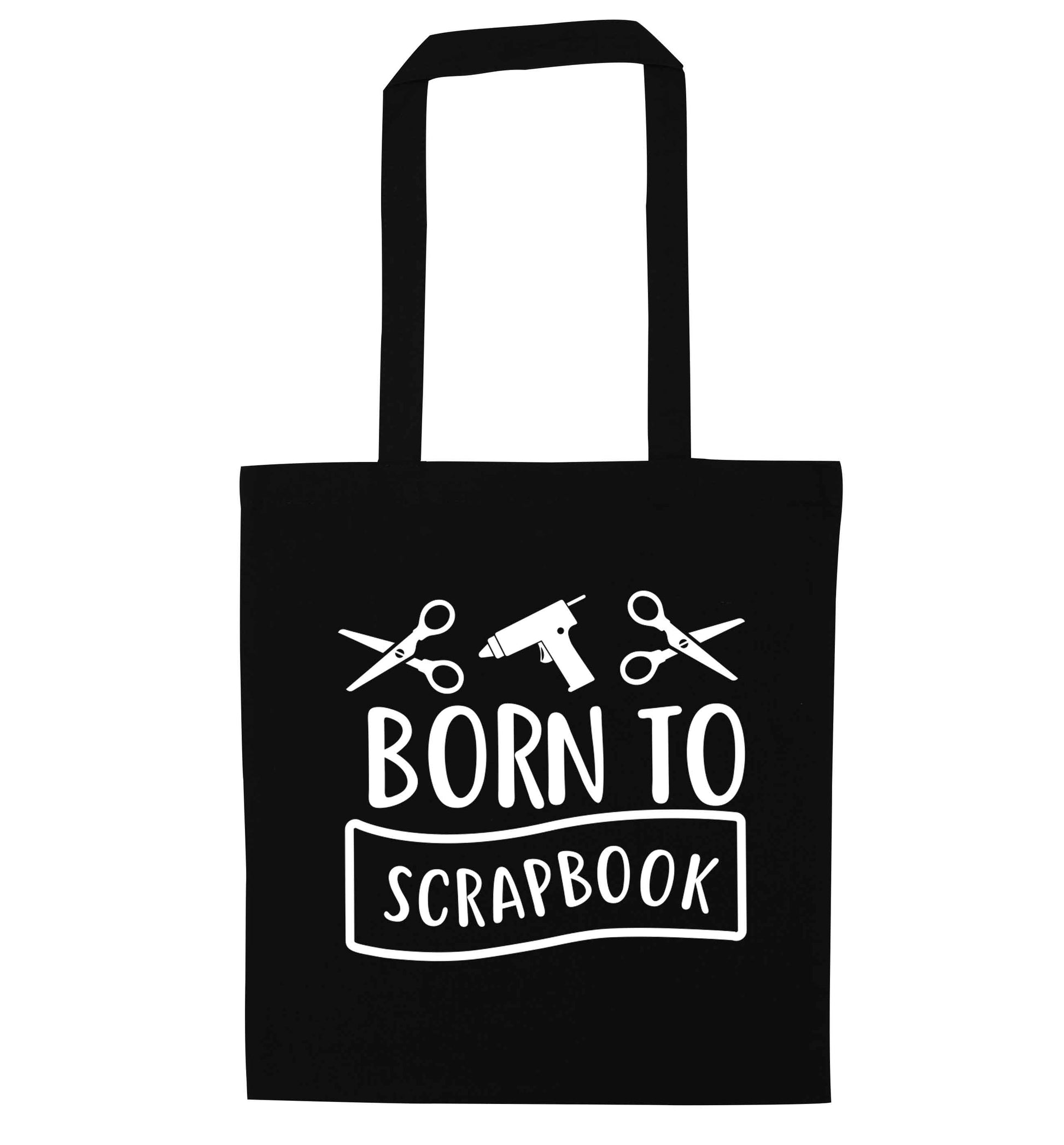 Born to scrapbook black tote bag