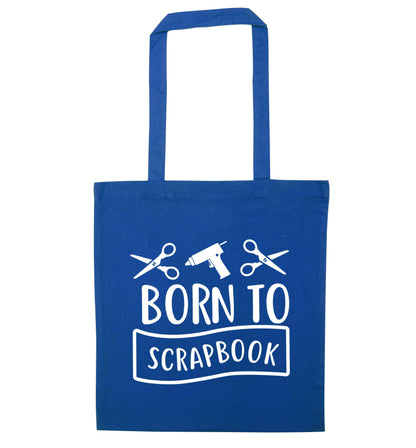 Born to scrapbook blue tote bag