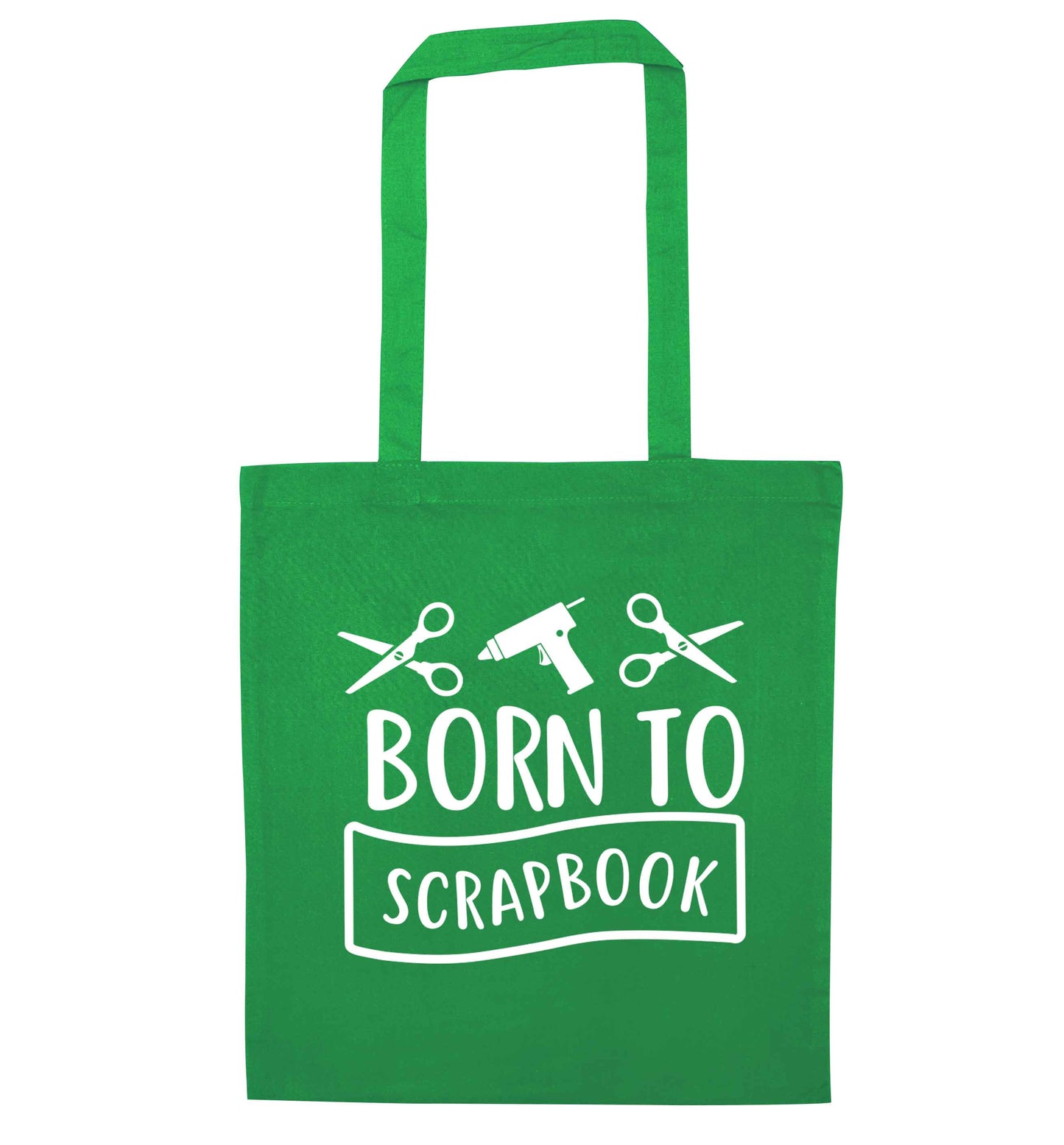 Born to scrapbook green tote bag