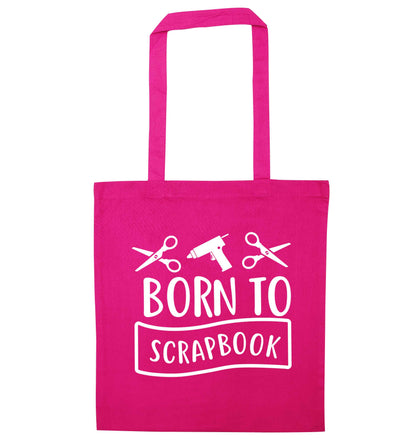 Born to scrapbook pink tote bag