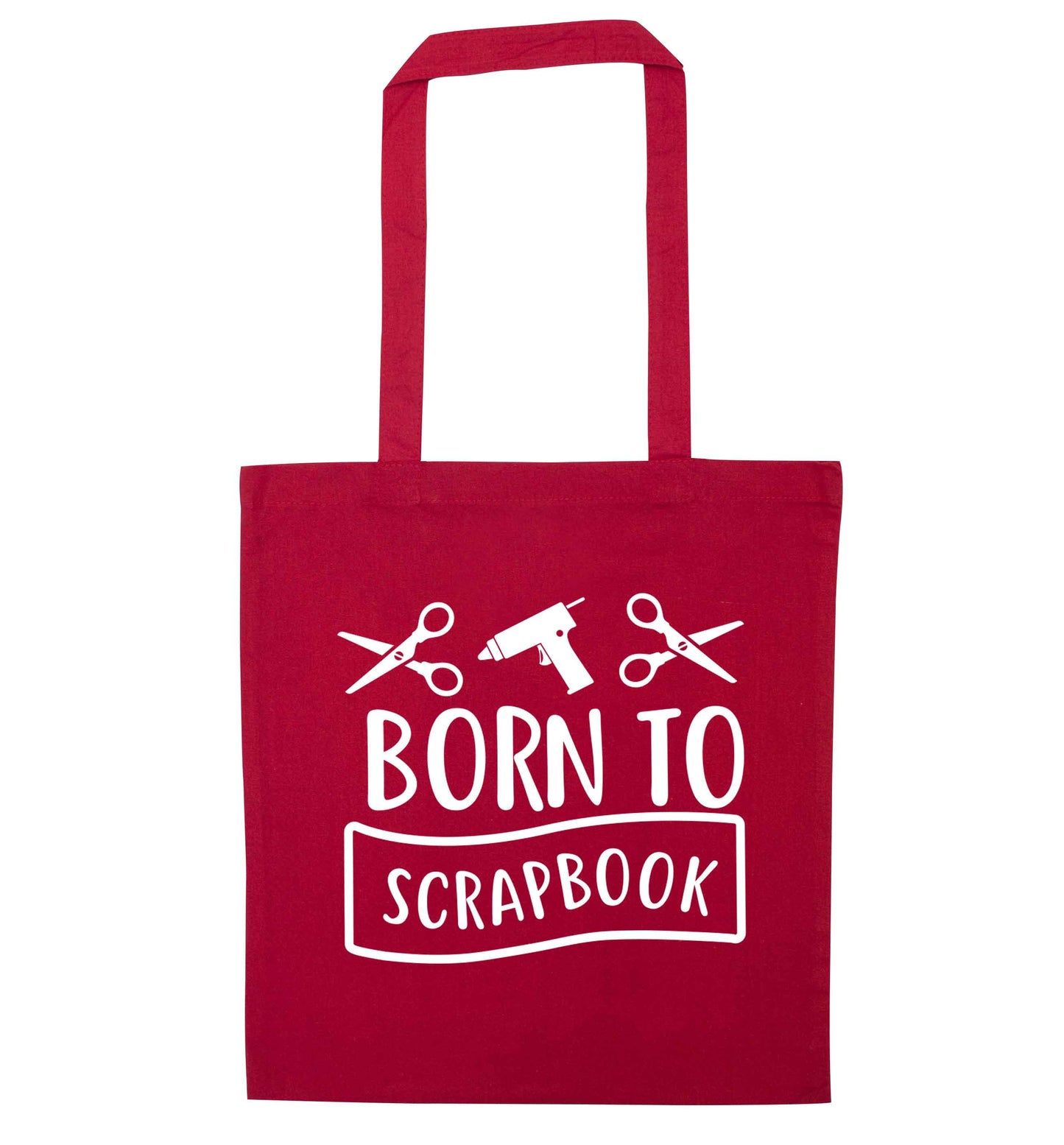 Born to scrapbook red tote bag