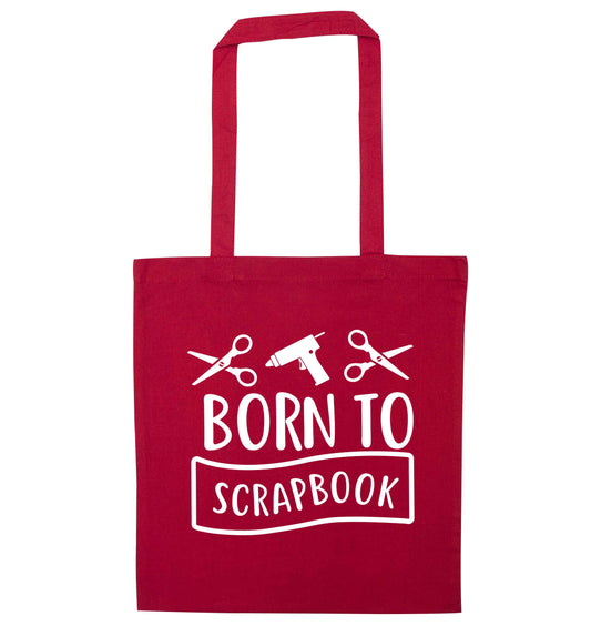 Born to scrapbook red tote bag