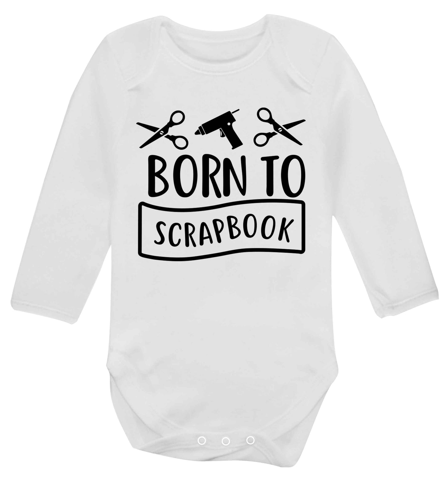 Born to scrapbook Baby Vest long sleeved white 6-12 months