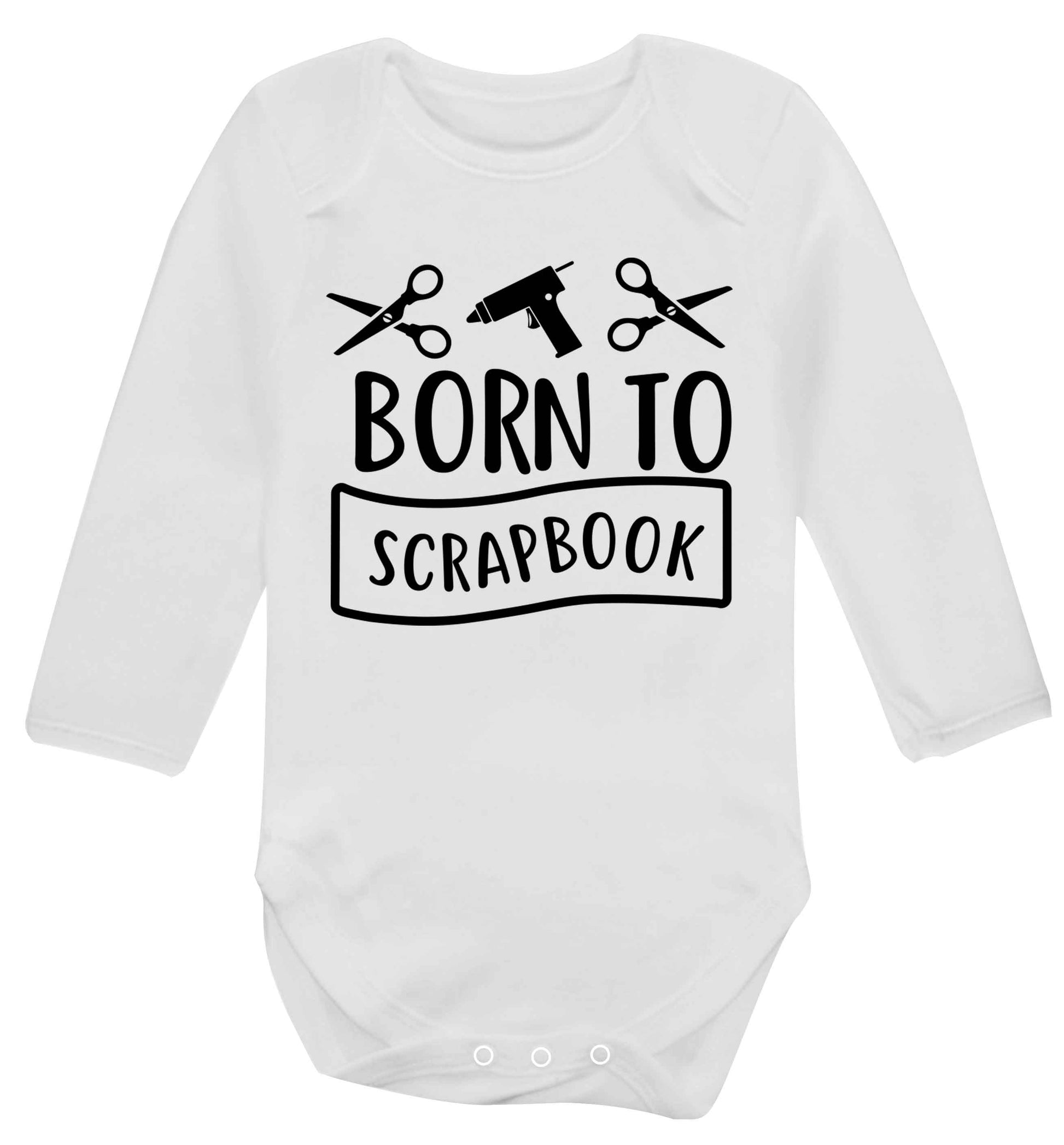 Born to scrapbook Baby Vest long sleeved white 6-12 months