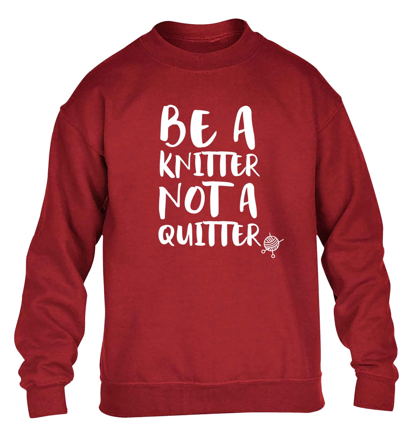 Be a knitter not a quitter children's grey sweater 12-13 Years