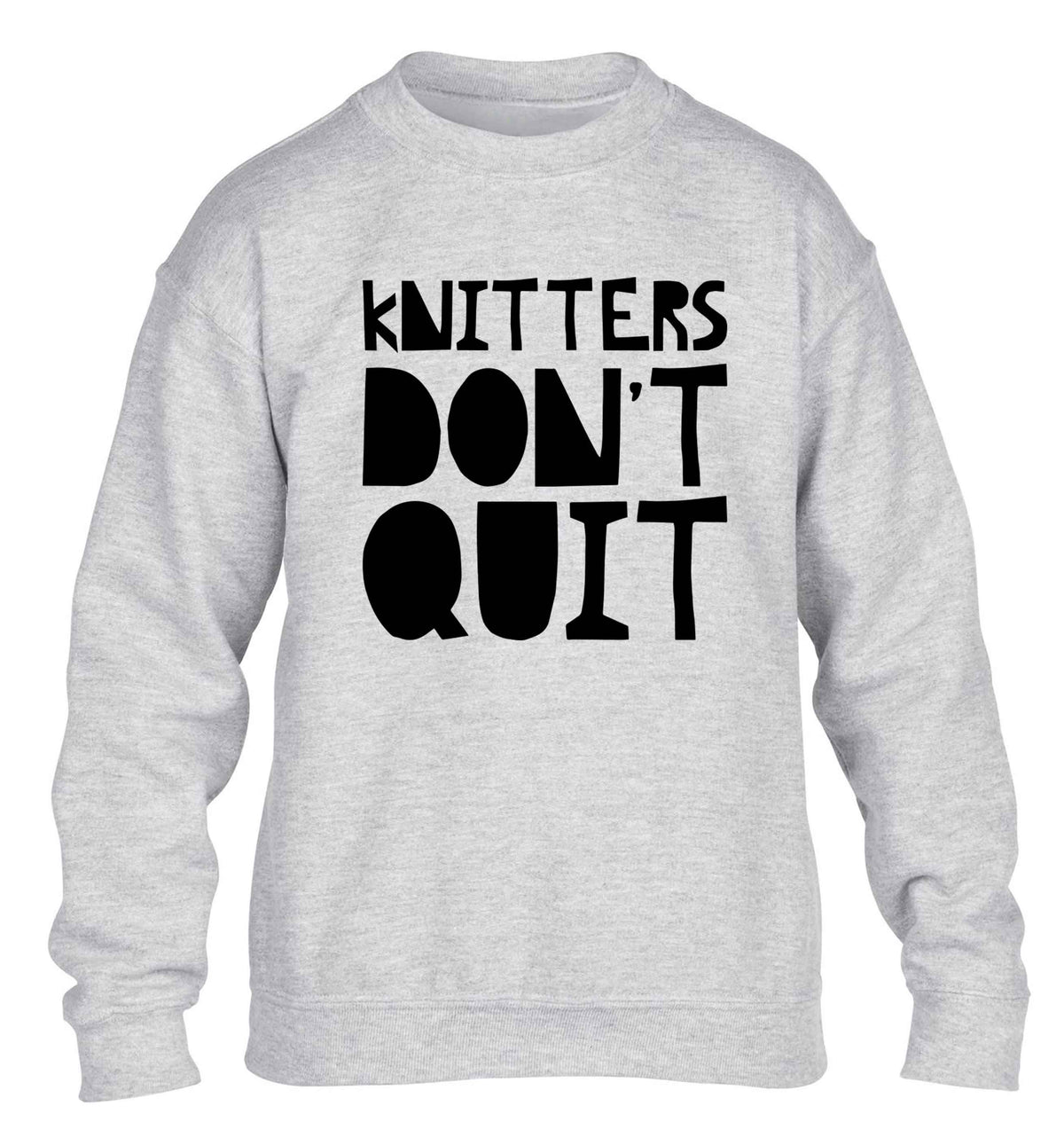 Knitters don't quit children's grey sweater 12-13 Years