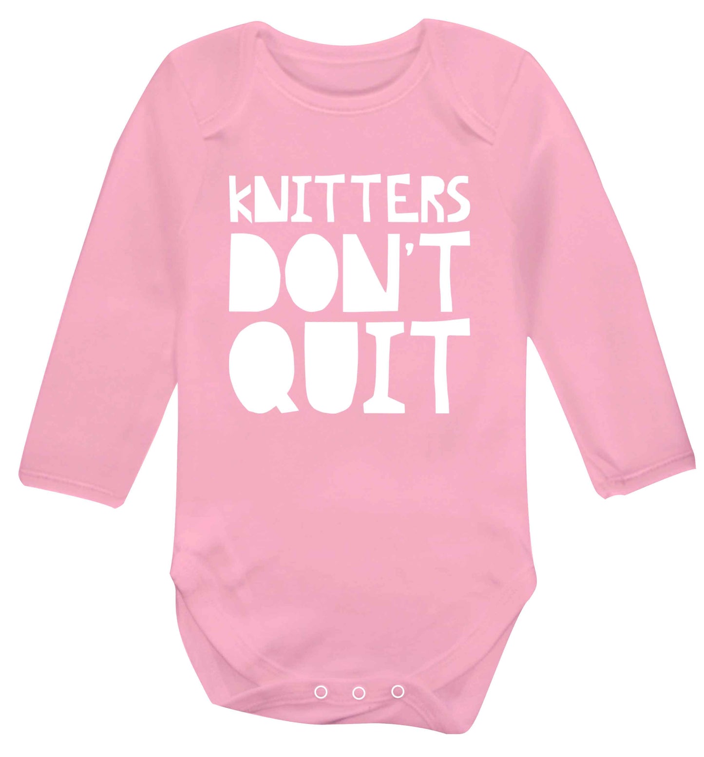Knitters don't quit Baby Vest long sleeved pale pink 6-12 months