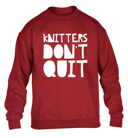 Knitters don't quit children's grey sweater 12-13 Years