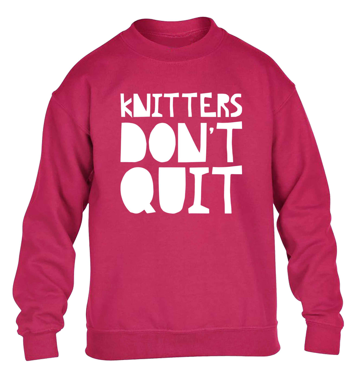 Knitters don't quit children's pink sweater 12-13 Years