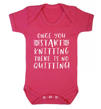 Once you start knitting there is no quitting! Baby Vest dark pink 18-24 months