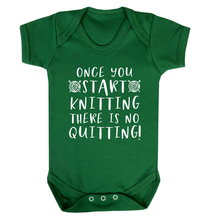 Once you start knitting there is no quitting! Baby Vest green 18-24 months