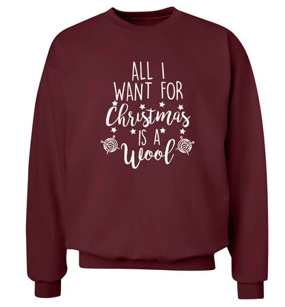 All I want for Christmas is wool! Adult's unisex maroon Sweater 2XL