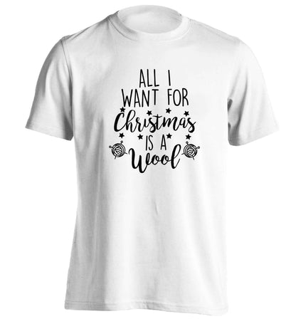 All I want for Christmas is wool! adults unisex white Tshirt 2XL