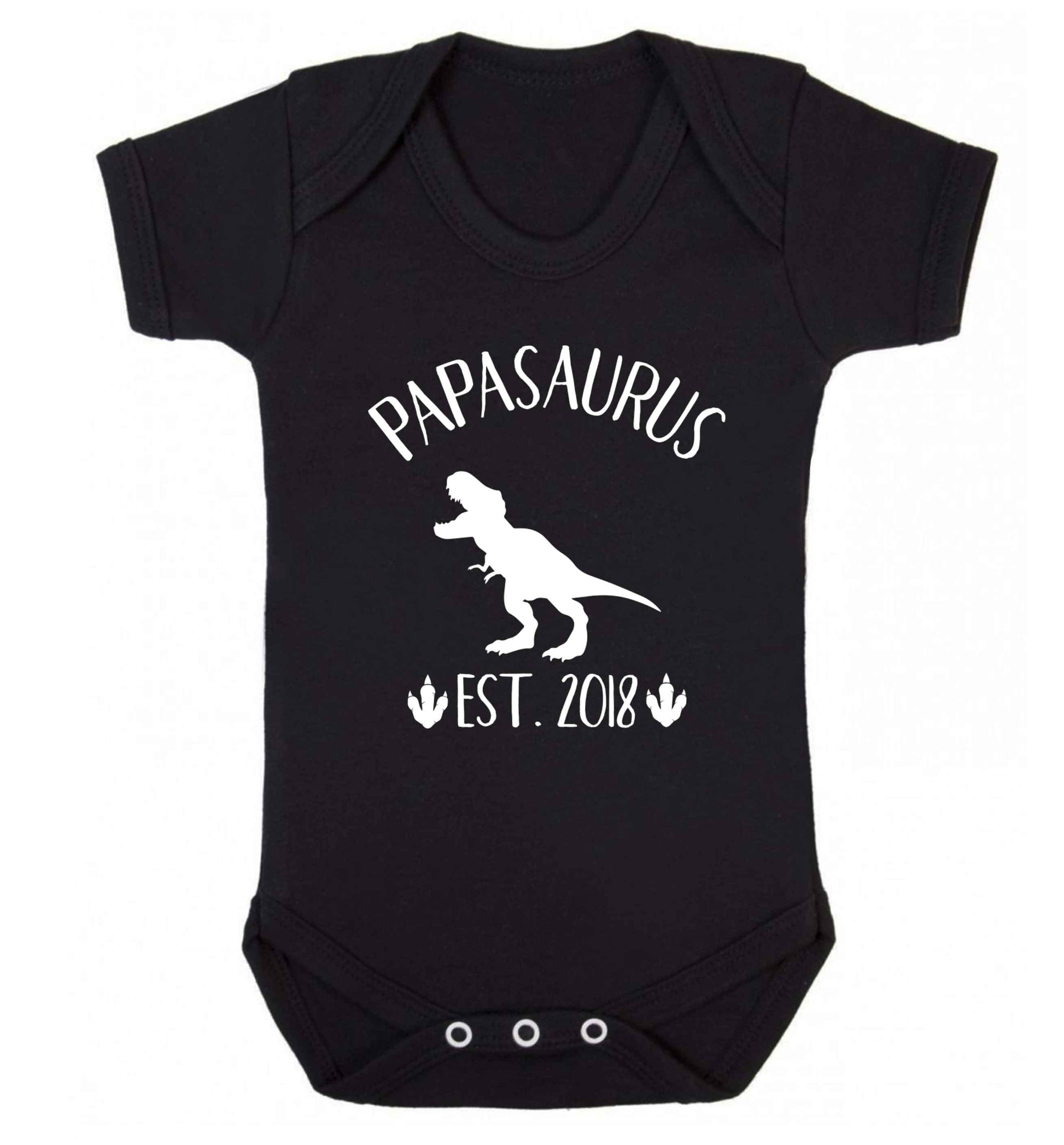 Personalised papasaurus since (custom date) Baby Vest black 18-24 months