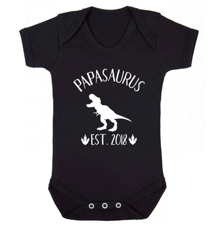 Personalised papasaurus since (custom date) Baby Vest black 18-24 months