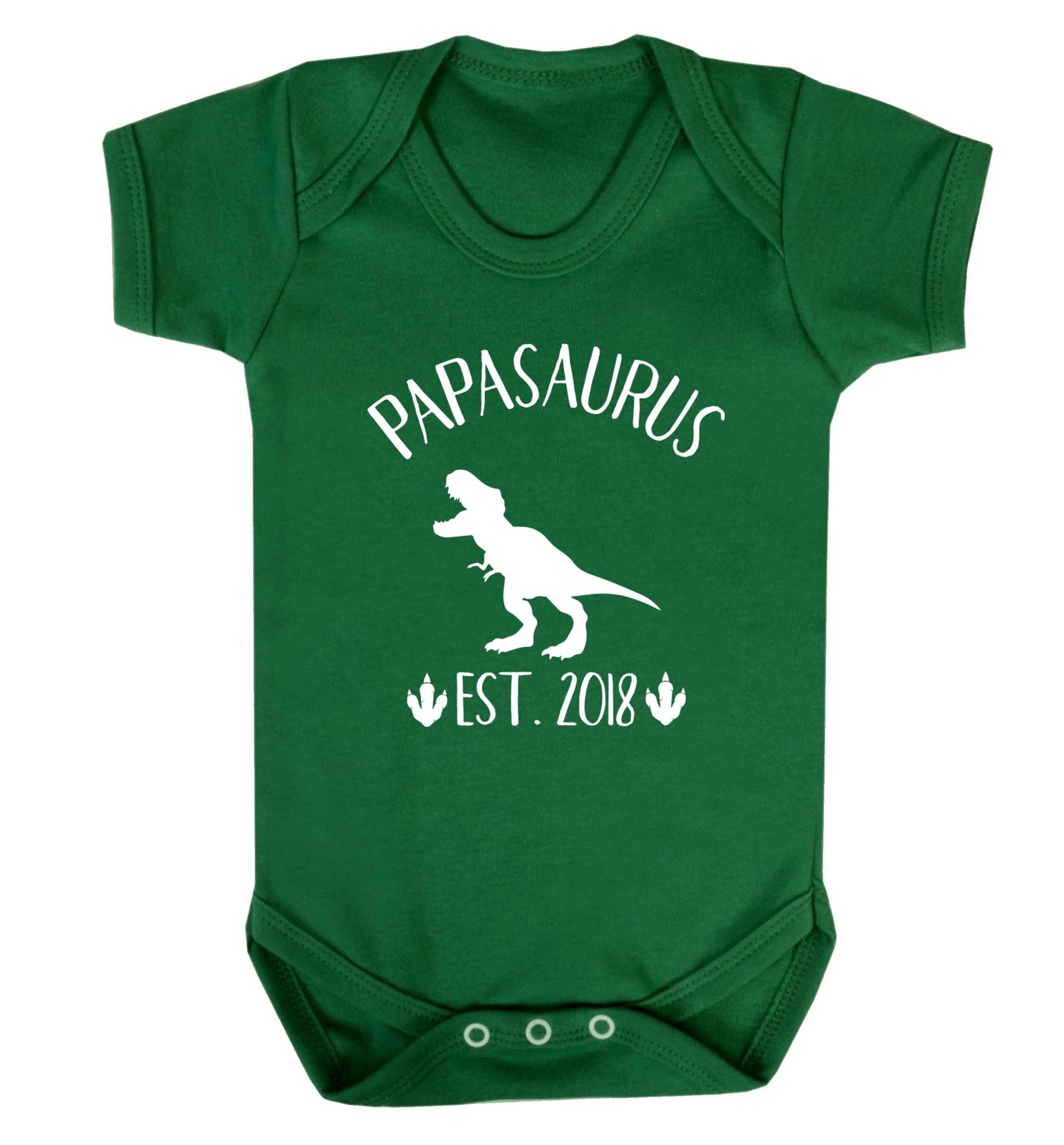 Personalised papasaurus since (custom date) Baby Vest green 18-24 months