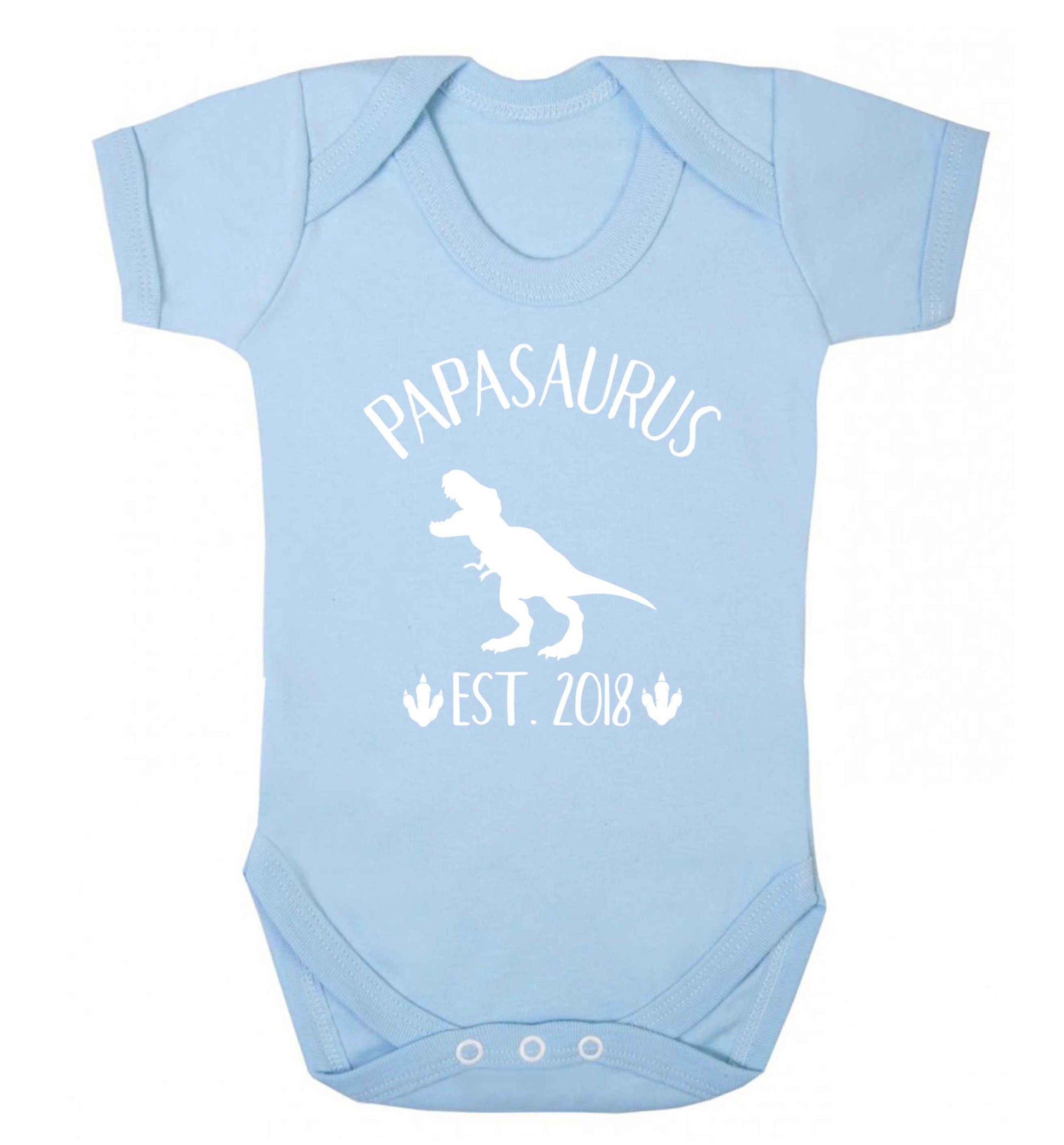 Personalised papasaurus since (custom date) Baby Vest pale blue 18-24 months