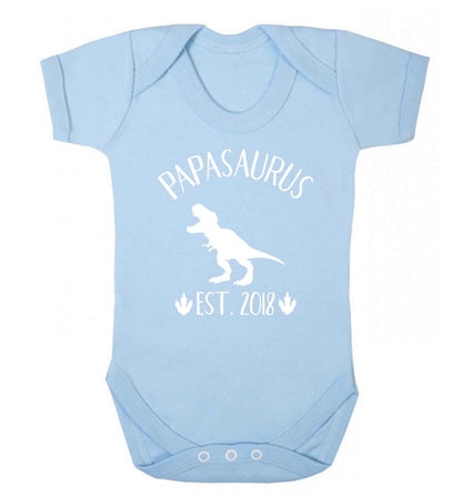 Personalised papasaurus since (custom date) Baby Vest pale blue 18-24 months