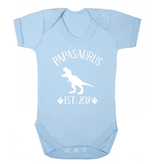 Personalised papasaurus since (custom date) Baby Vest pale blue 18-24 months