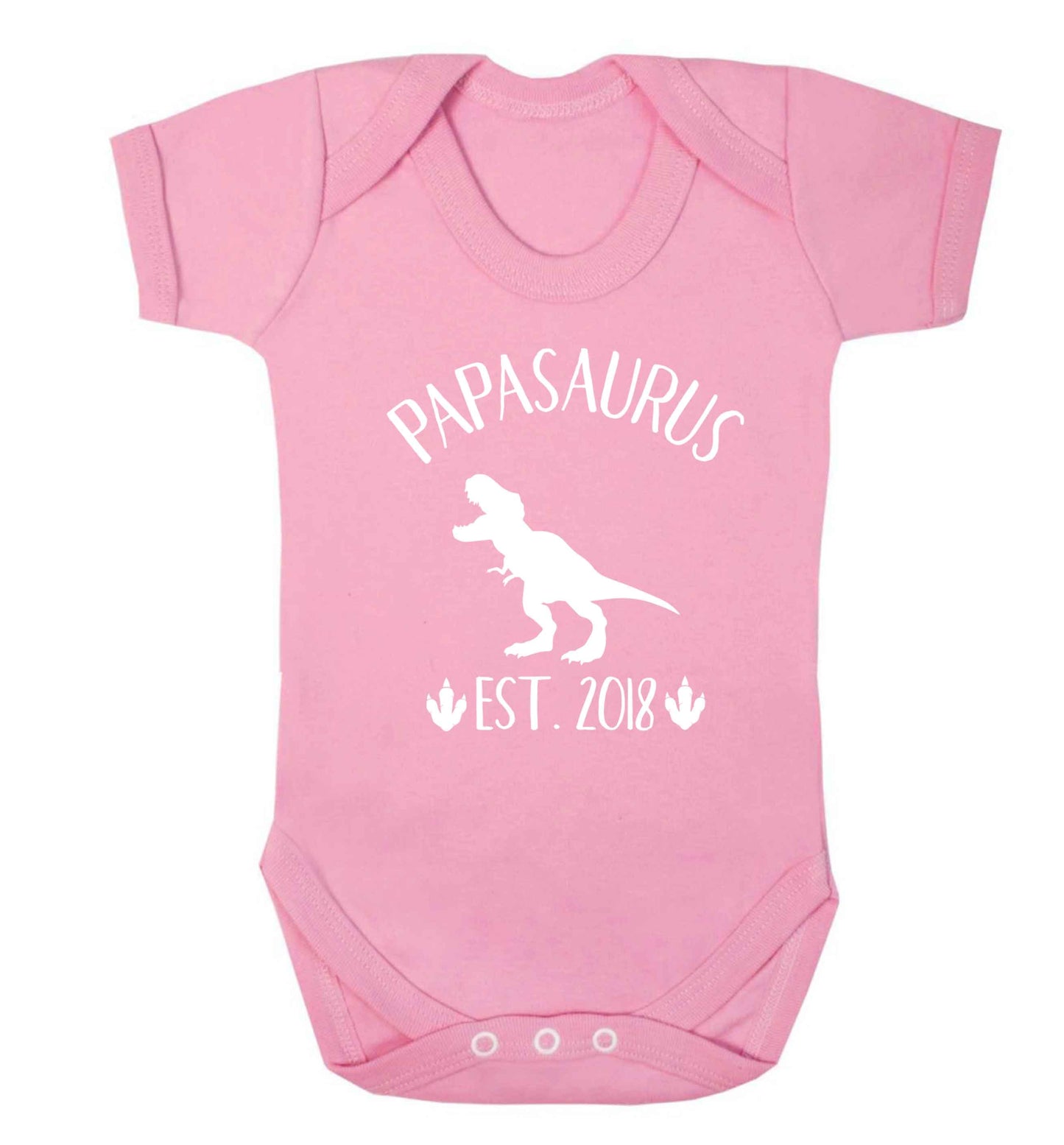 Personalised papasaurus since (custom date) Baby Vest pale pink 18-24 months