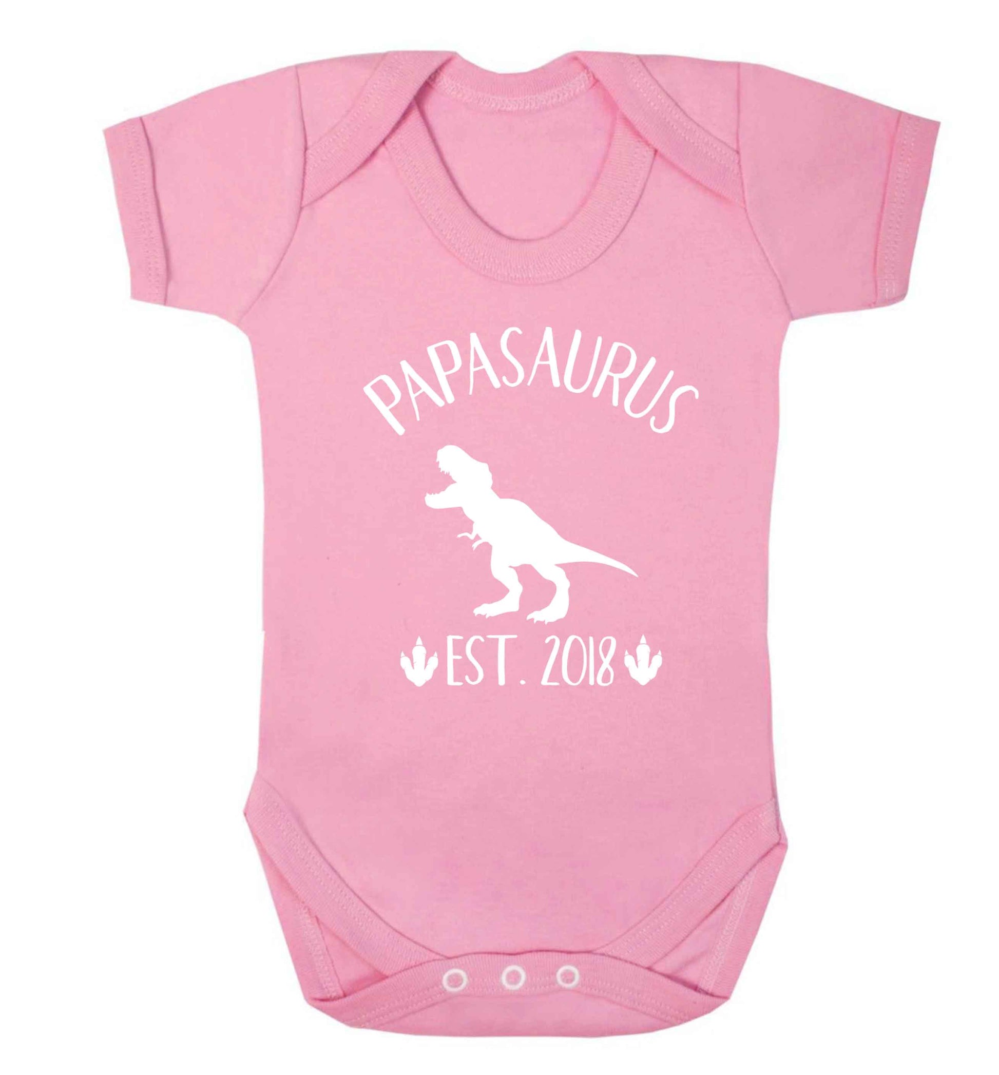 Personalised papasaurus since (custom date) Baby Vest pale pink 18-24 months