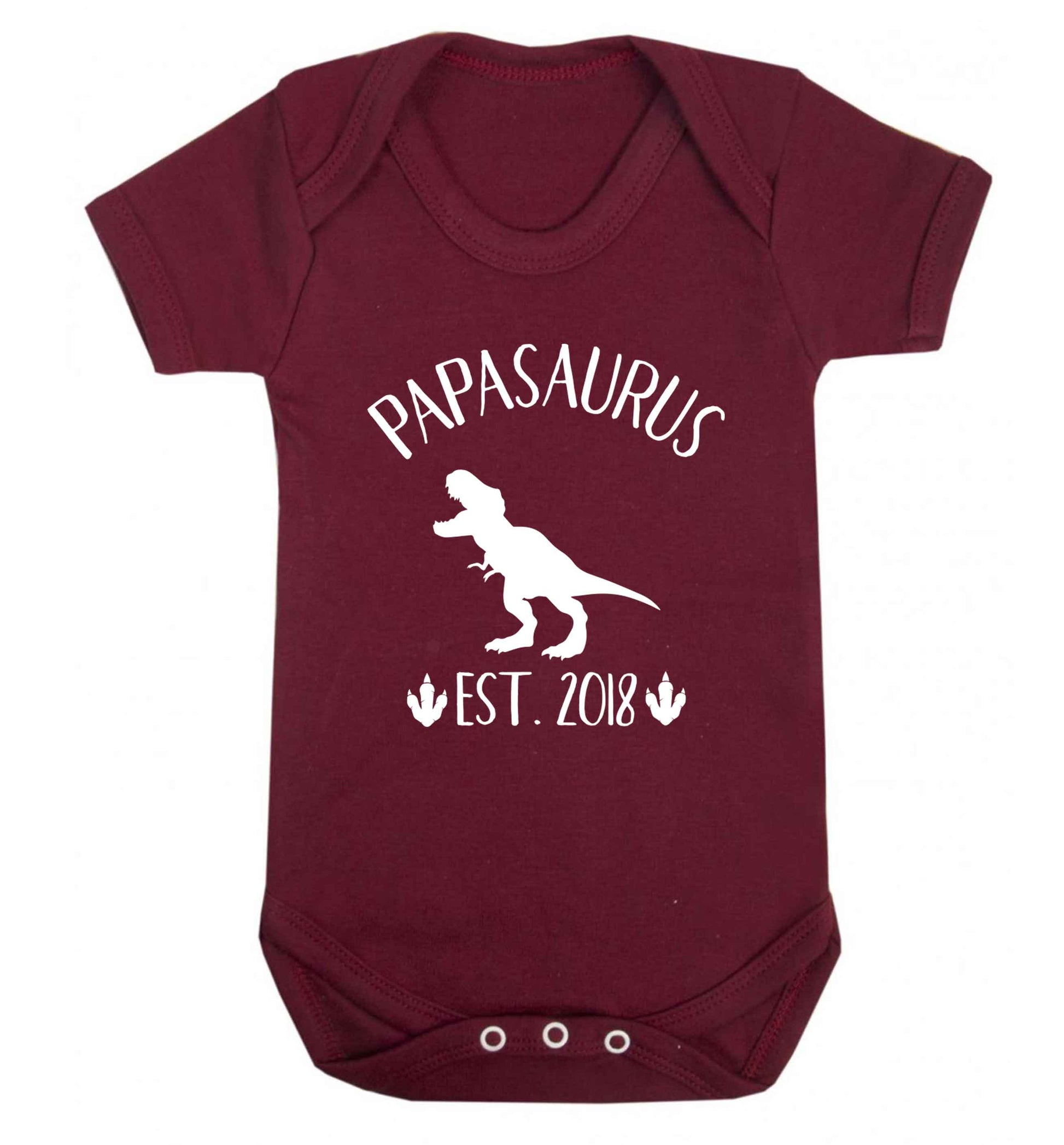 Personalised papasaurus since (custom date) Baby Vest maroon 18-24 months