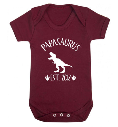 Personalised papasaurus since (custom date) Baby Vest maroon 18-24 months