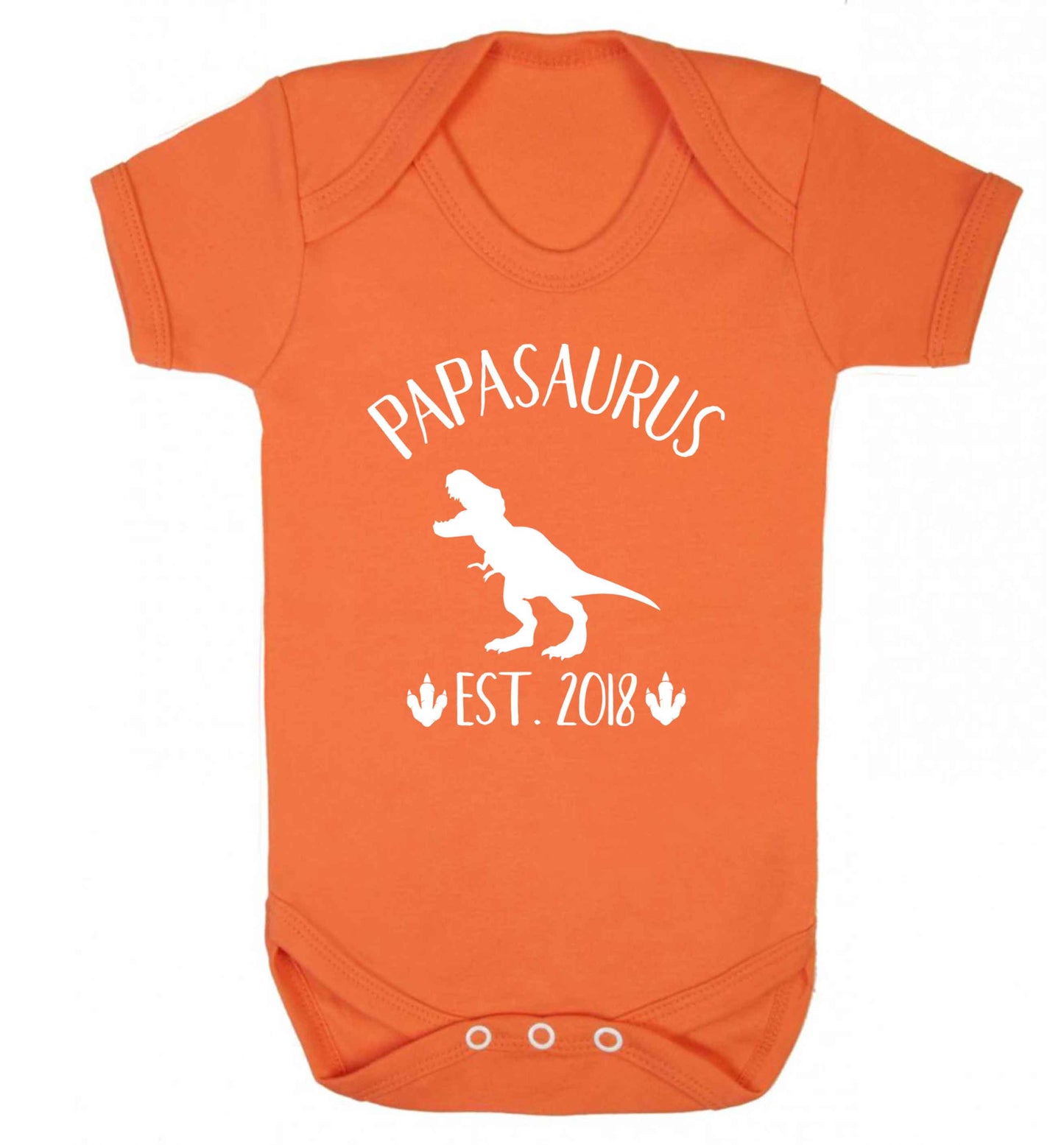 Personalised papasaurus since (custom date) Baby Vest orange 18-24 months