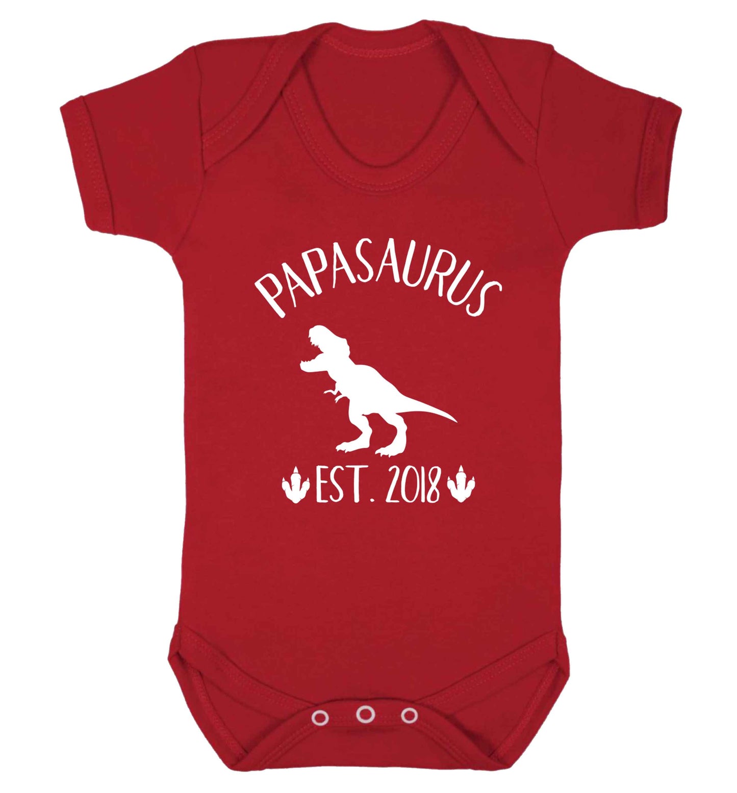 Personalised papasaurus since (custom date) Baby Vest red 18-24 months